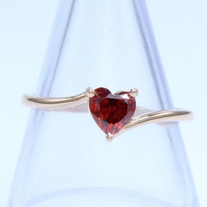 Natürlicher Granat Herz Edelstein Ring, 925 Silber Ring, Rose Gold Ring, Hochzeitsgeschenk Ring, Verlobungsring, Geschenk für Mädchen und Frauen