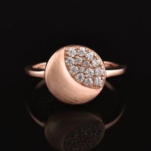 Silver Moon And Star Ring, 14k Rose Gold Plated Silver Handmade Minimalist Ring, Perfect Gift For Him