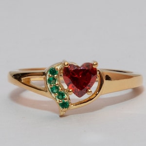 Red Garnet Wedding Ring For Women Heart Shaped Garnet Band Engagement Ring Antique Garnet Bridal Anniversary Promise Ring Gift For Her