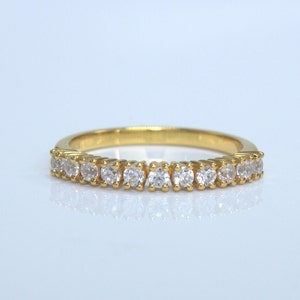 18k Gold Plated Sterling Silver Zircon Half Eternity Ring
