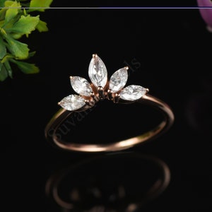 Crown Engagement Ring, Curved Wedding Ring ,Curved Wedding Band Rings, gift for mom ring Handmade Ring Anniversary Gift for Her Bridal Ring