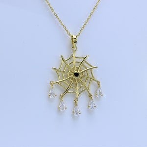 Sterling Silver Spider Web Necklace , Silver Necklace , Spider Net Pendant Chain Necklace, charm necklaces
