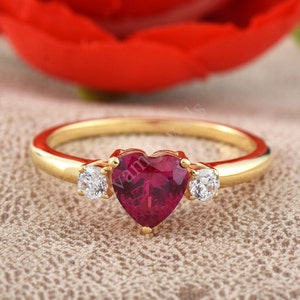 7MM Ruby  Heart Promises Ring, unique engagement rings for women
