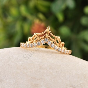 Spider Web Stackable Ring 925 Sterling Silver Web Ring Spider Jewelry Spooky Ring Gold Spider Ring Gothic Ring Curved Moissnite Wedding Ring