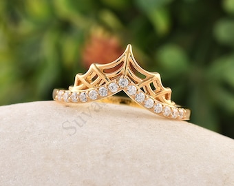 Spider Web Moissanite Ring: 925 Sterling Silver Gothic Wedding Band