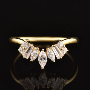 Multi Shaped Wedding Stacking Ring Mix  Stone Band Diamond Baguette &Marquise Cluster Anniversary Ring Vintage Handmade Ring Women gift ring