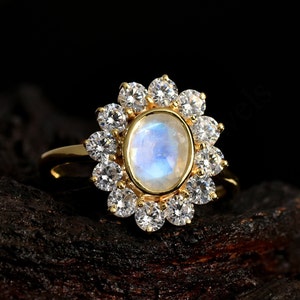 925 Sterling Silver Moonstone women Ring