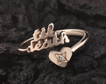 Anello in argento sterling "Til Death", gioiello personalizzato per anniversario