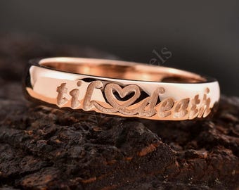 Anello in argento sterling con incisione "Til Death", gioiello per anniversario