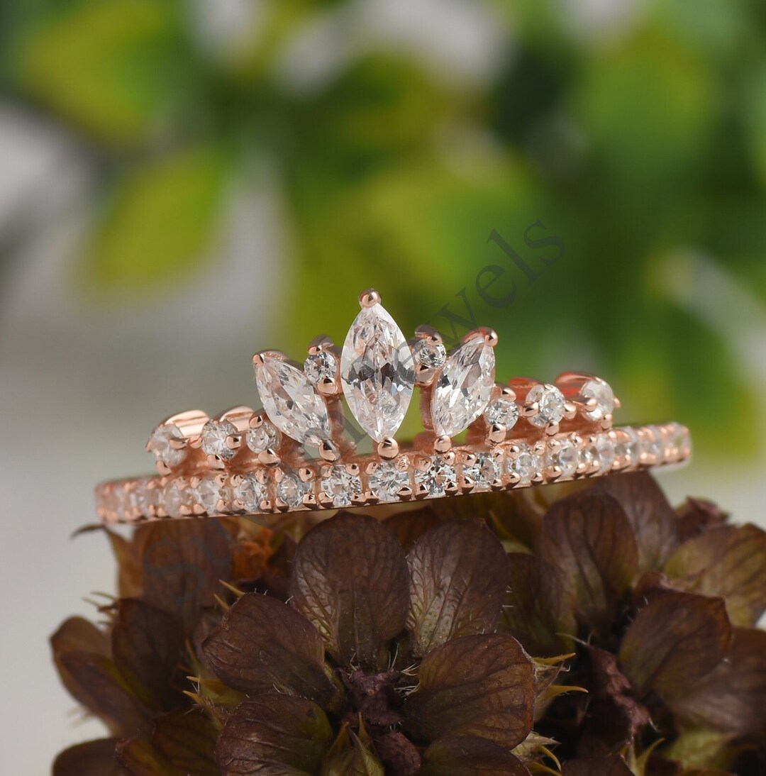 Sterling Silver Crown Ring: Zircon Princess Bridal Ring - Etsy