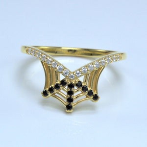 Sterling Silver Spider Web Ring: Black Onyx Gothic Jewelry