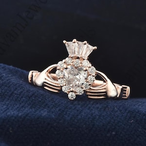 Claddagh Bandring Sterlingsilberring Claddagh Versprechen Verlobungsring Verlobungsring Versprechen Herzformring Ehering, Diamant Geschenkring