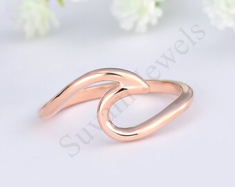 Sterling Silver Wave Ring: Gold Plated Ocean Tide Stacking Ring