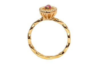 Marquise Rubin Ring: Zierlicher 925 Sterling Silber, Juli Geburtsstein