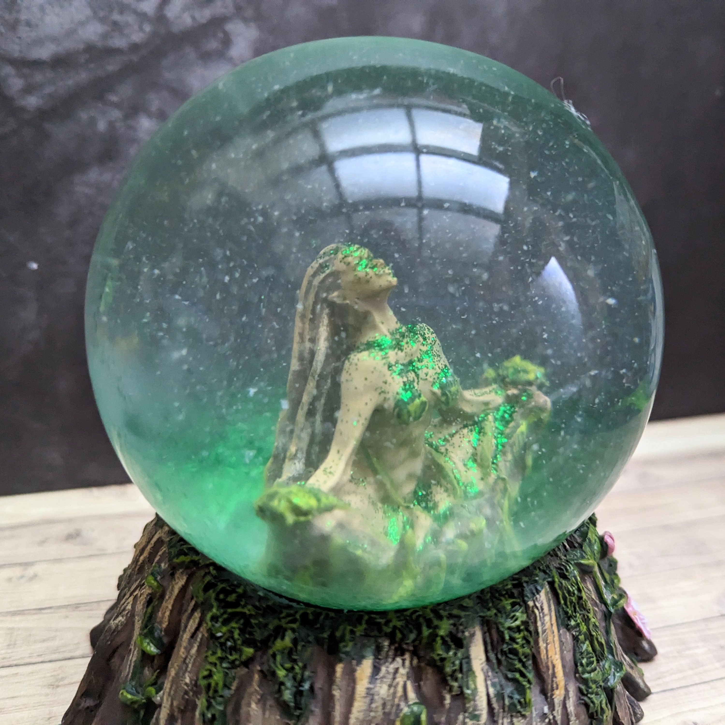 Balance of Nature Snow Globe Mother Earth Gaia Green Glitter Globe 