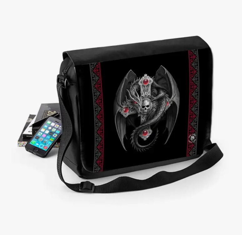 Dragon Head Leather Messenger Bag Gothic Purse for Cosplay -  in 2023