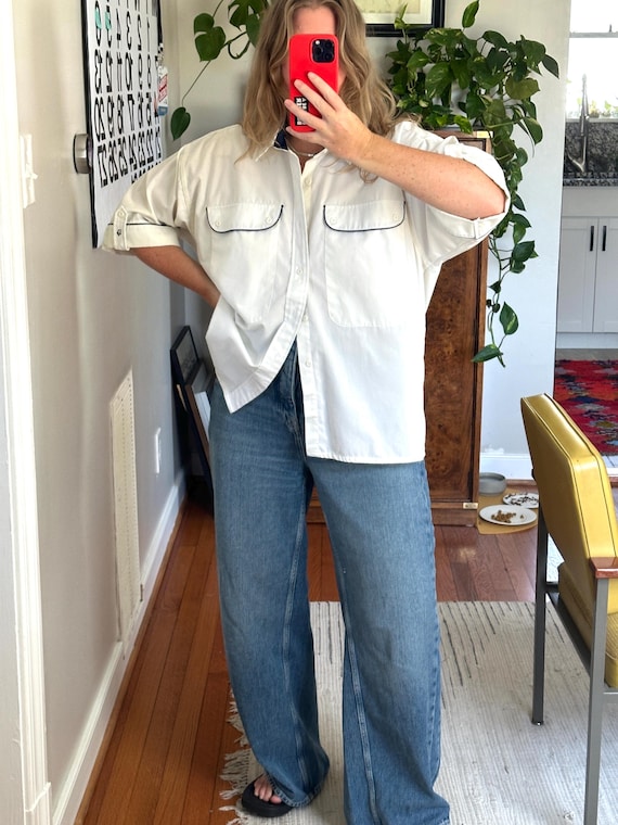 Vintage Christian Dior Shirt XL: White Short Sleeve Button-down - Etsy