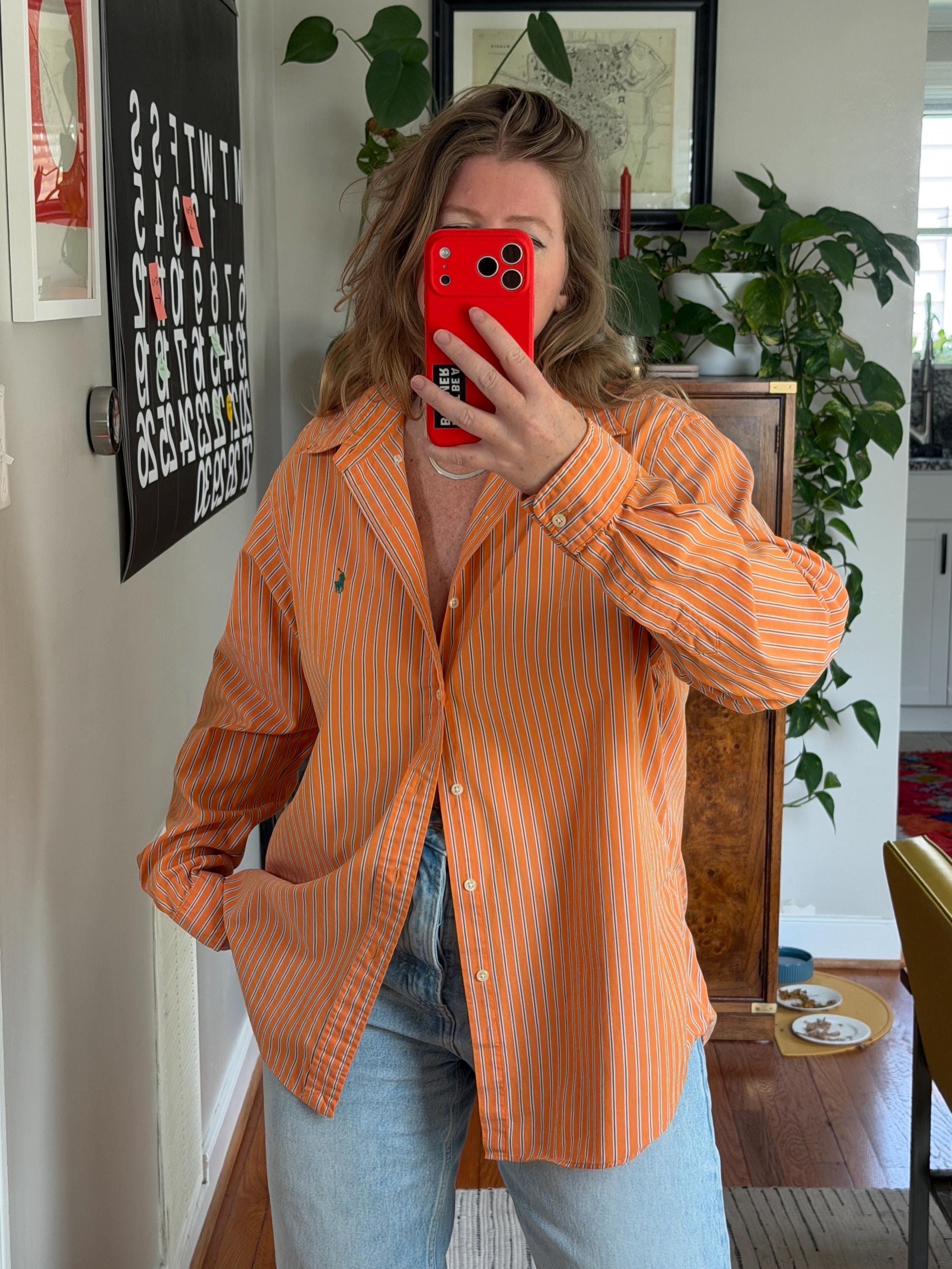 Striped Orange Polo - Etsy