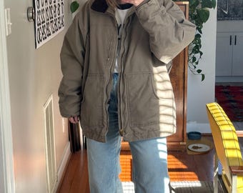Vintage Taupe Brown Workwear Chore jacket: oversized fit