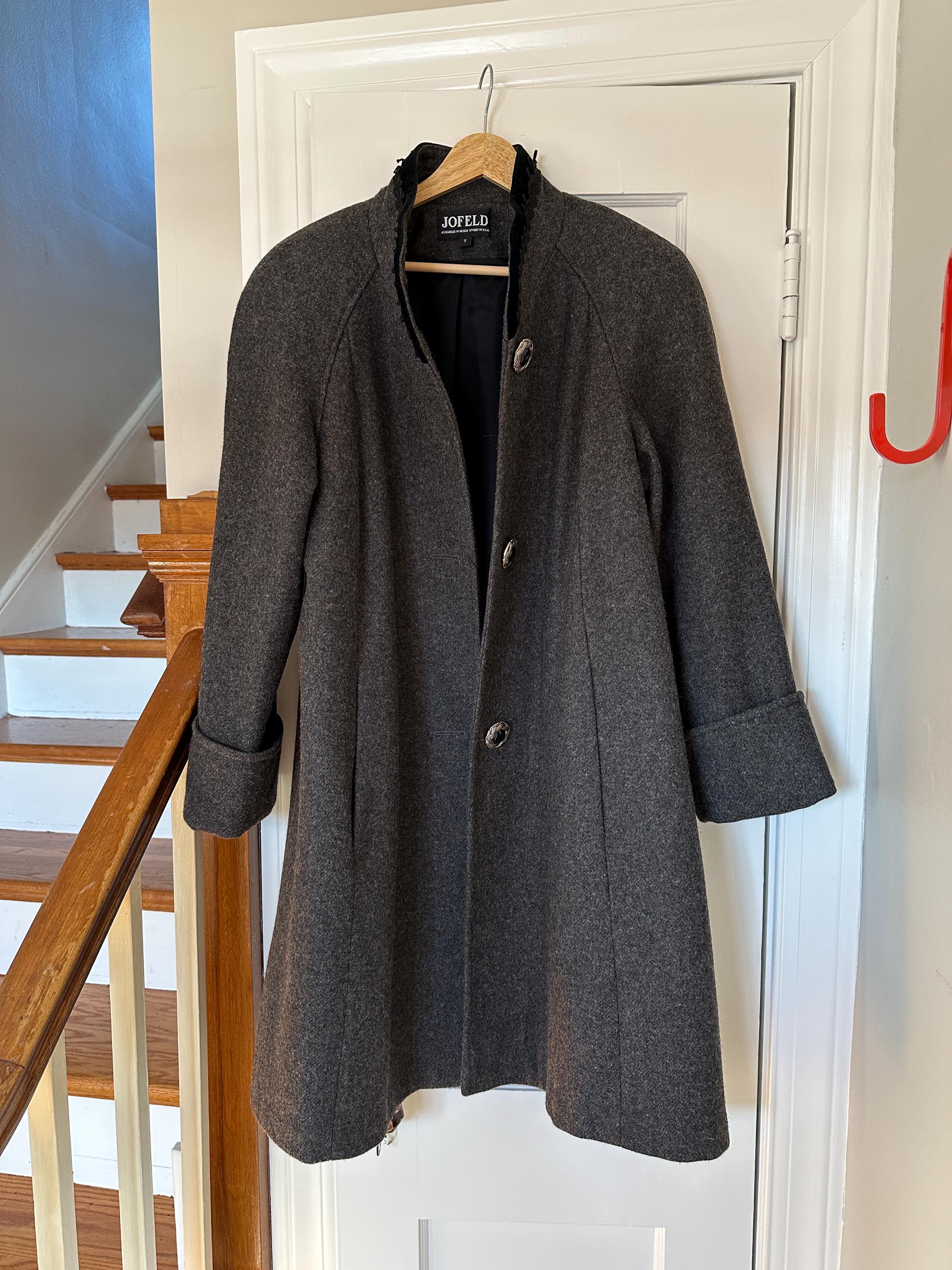 Vintage Charcoal Wool Swing Coat: 80s Velvet Collar - Etsy