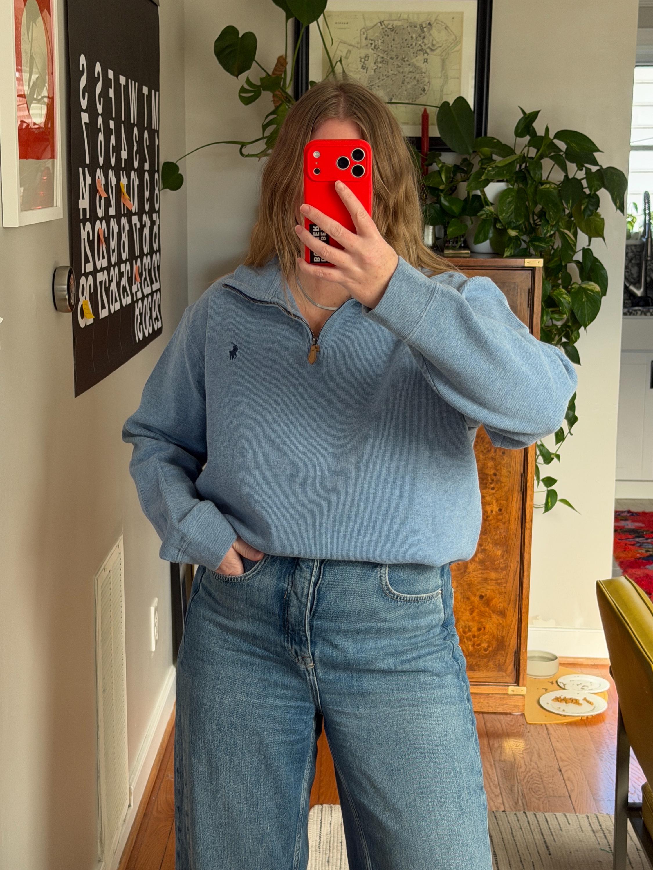 Ralph Lauren Light Blue Quarter Zip Sweater: 90s Fit, Cotton - Etsy