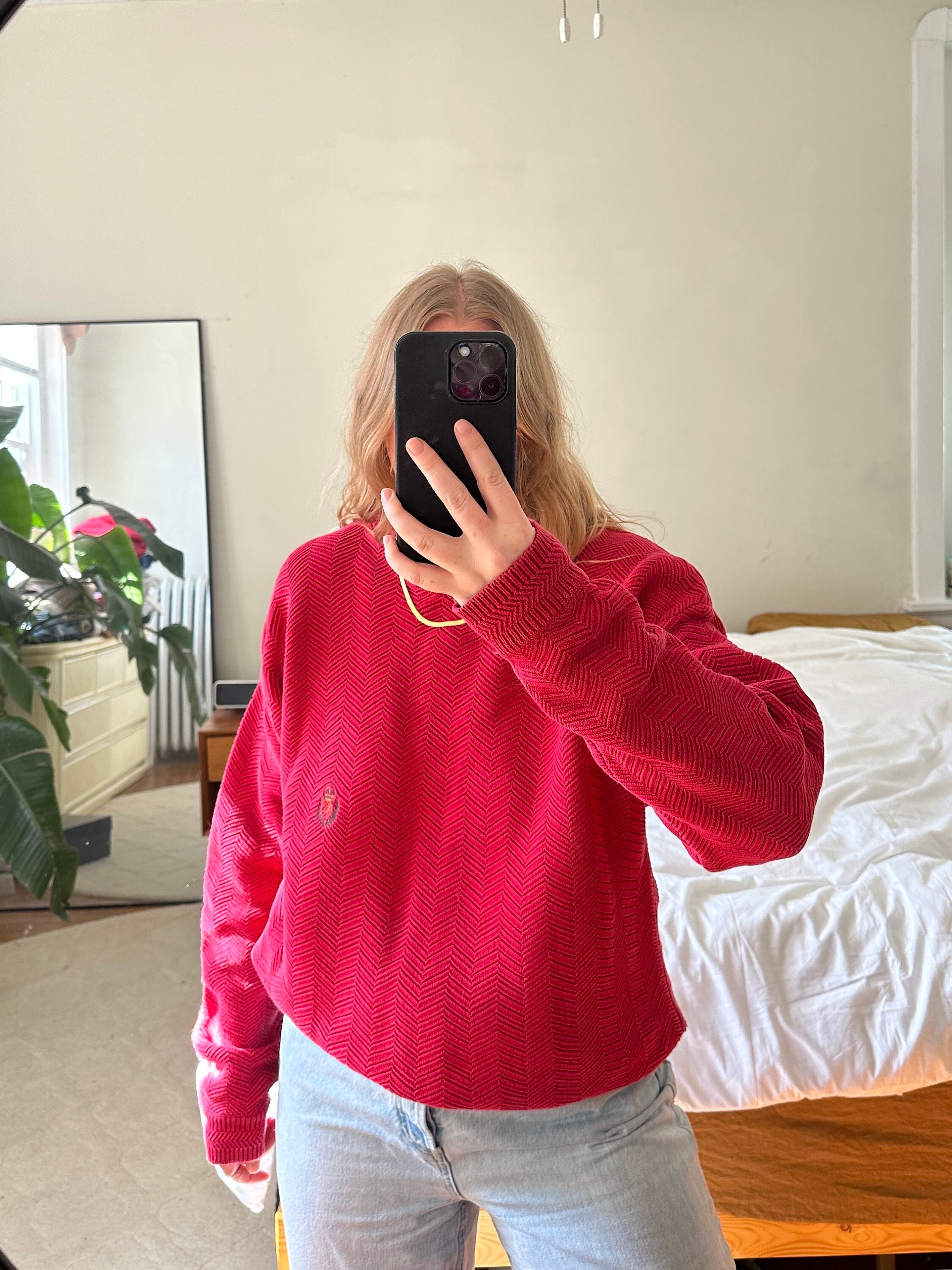 Vintage Red Chaps Sweater, Red Sweater, Oversized Sweater Vintage Red Chaps Sweater, Red Sweater, Oversized Sweater