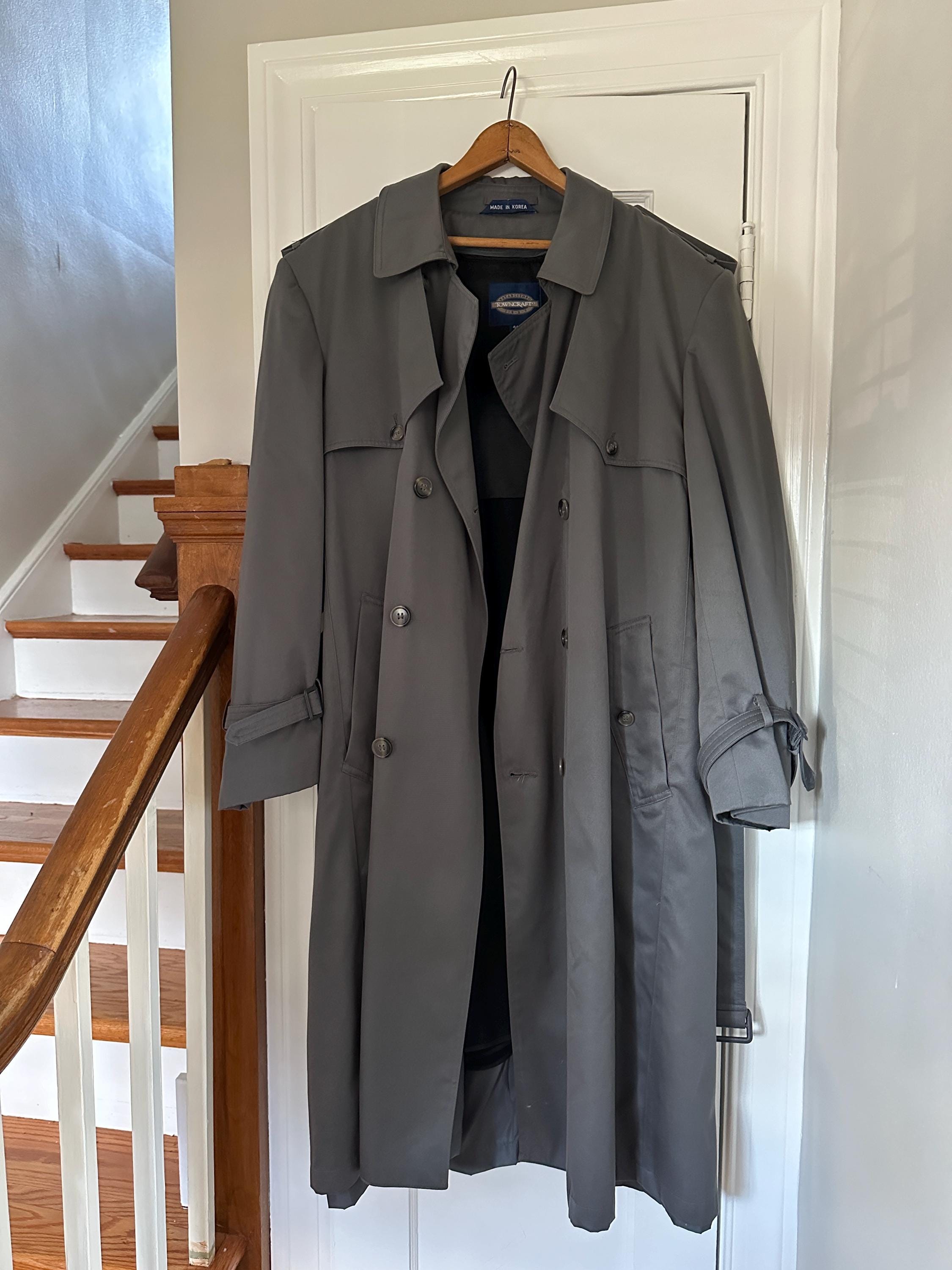 Vintage Gray Trench Coat, Dark Gray Trench, Oversized Gray Vintage Gray Trench Coat, Dark Gray Trench, Oversized Gray