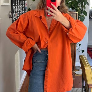 Ralph Lauren Orange button down, Oversized orange shirt, boyfriend shirt, oversized orange button down, orange polo
