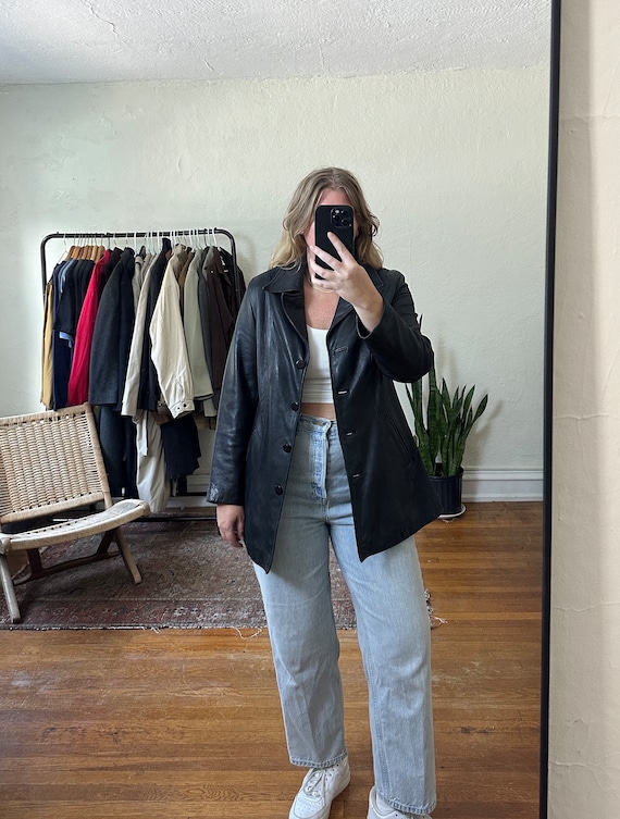 Oversized Bomber Jacket Women's 90s Retro Oversized Leather Bomber