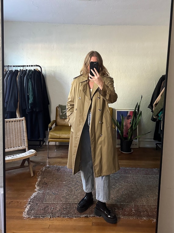 Vintage Tan Trench Coat, tan trench with removable