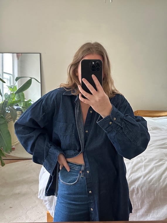 Vintage denim Button Down, denim shirt, oversized… - image 7