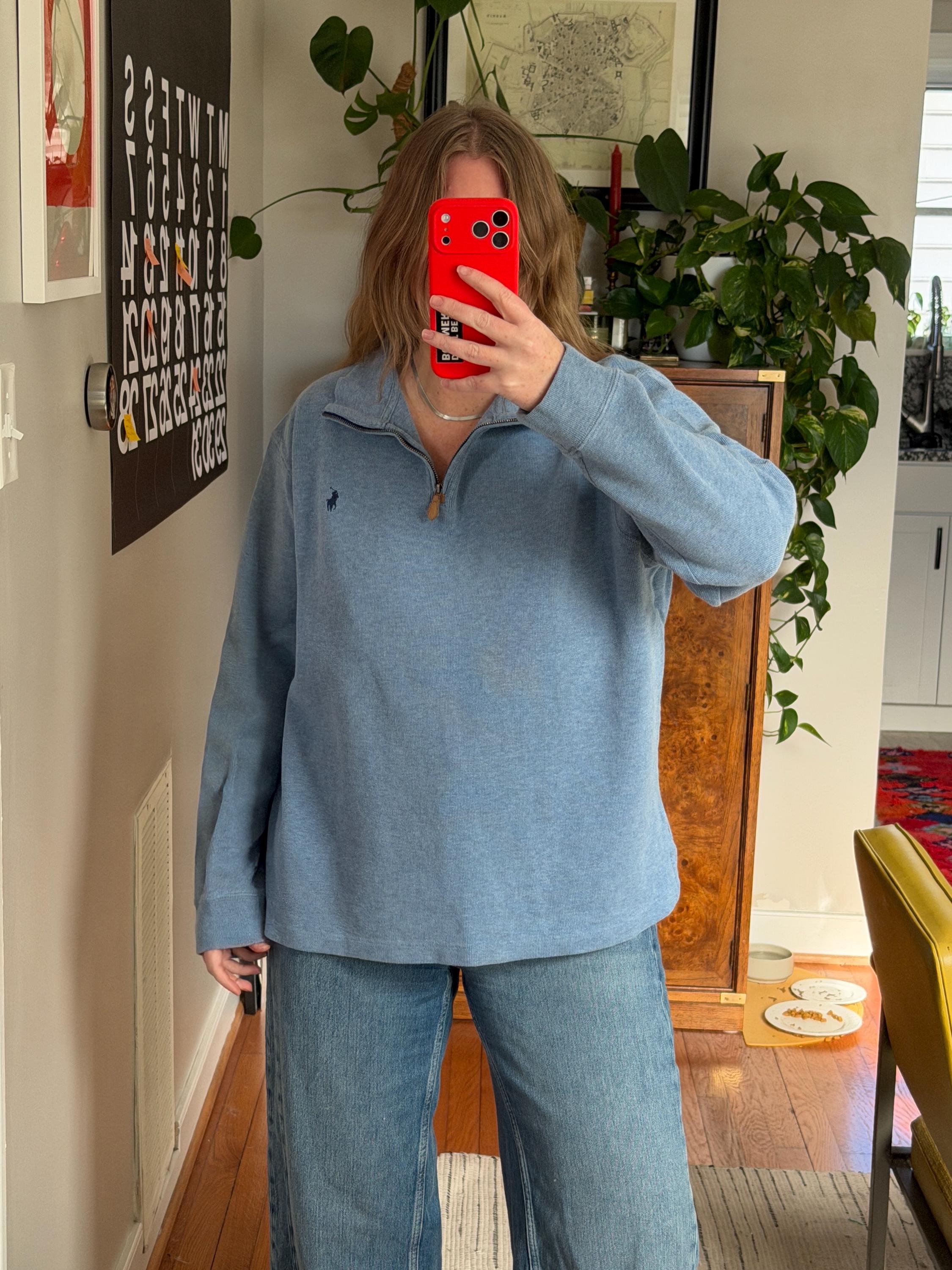 Ralph Lauren Light Blue Quarter Zip Sweater: 90s Fit, Cotton - Etsy
