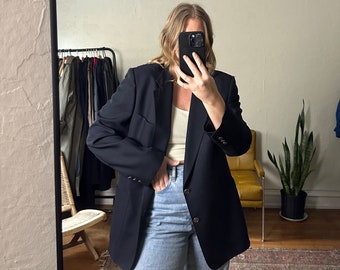 Vintage oversized black Christian Dior Blazer, black dad blazer, Oversized black blazer, granddad blazer, boyfriend blazer