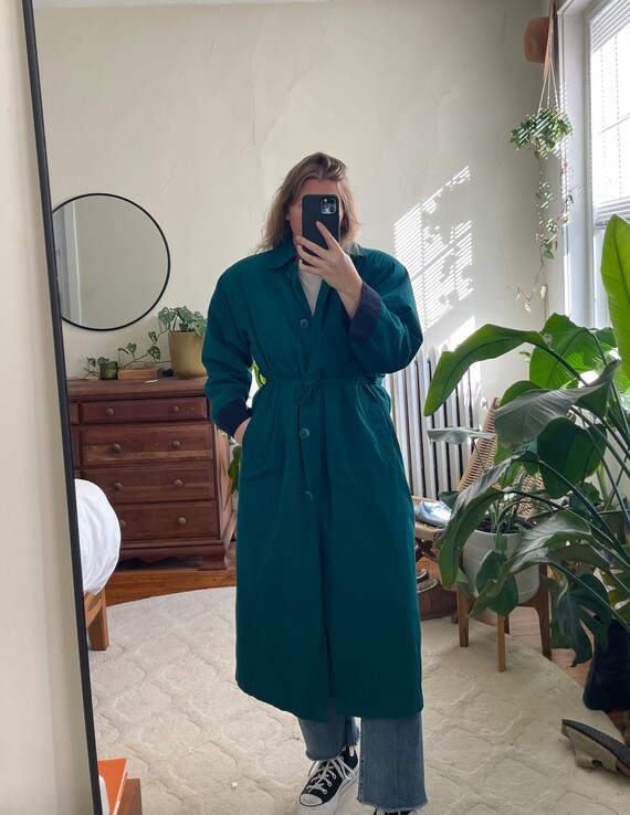 Vintage green trench, green trench, long green ja… - image 4