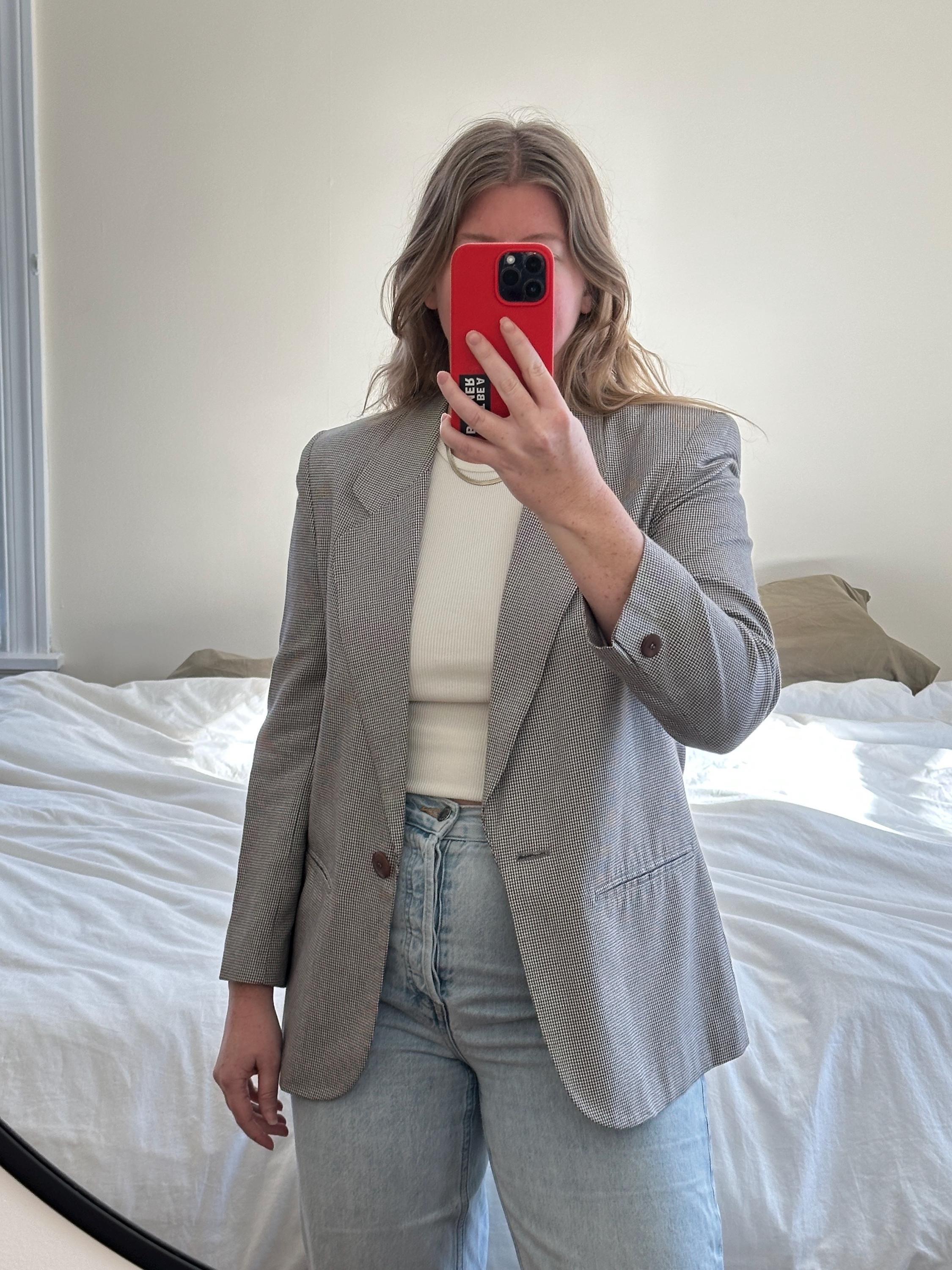 Vintage Pendleton Blazer: Oversized Herringbone Gray Jacket - Etsy