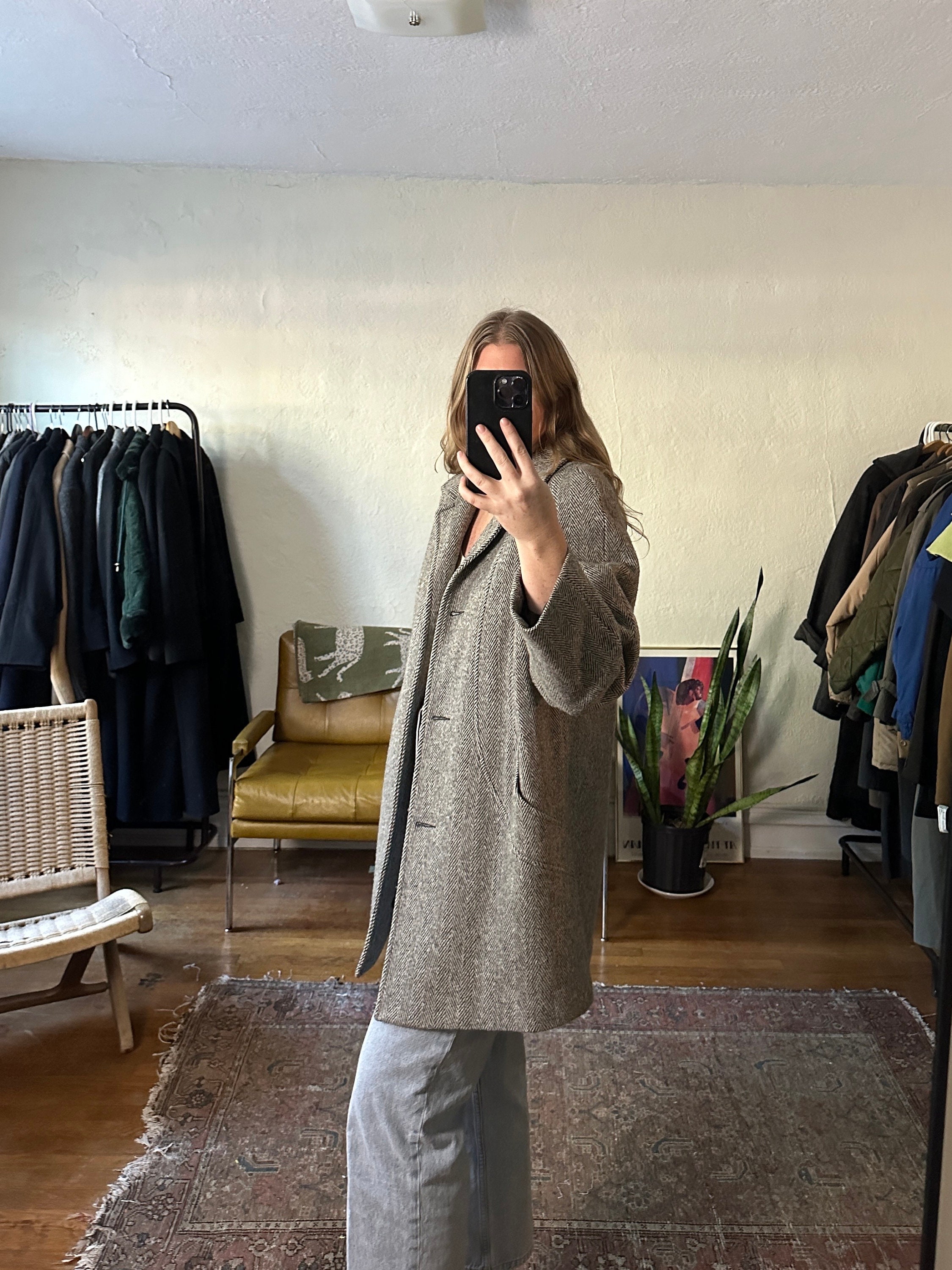 Buy Vintage Gray Mid-length Coat, Gray 80s Short Coat, Gray Wool