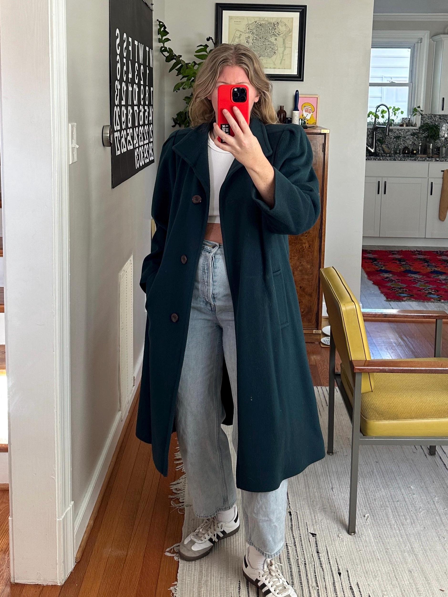 Vintage Larry Levine Wool Coat: Dark Green Petite Overcoat - Etsy