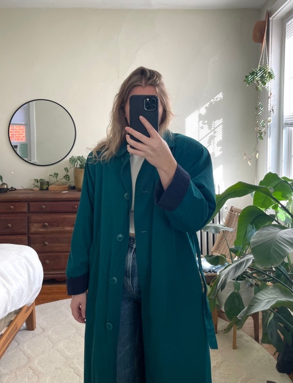 Vintage green trench, green trench, long green ja… - image 3