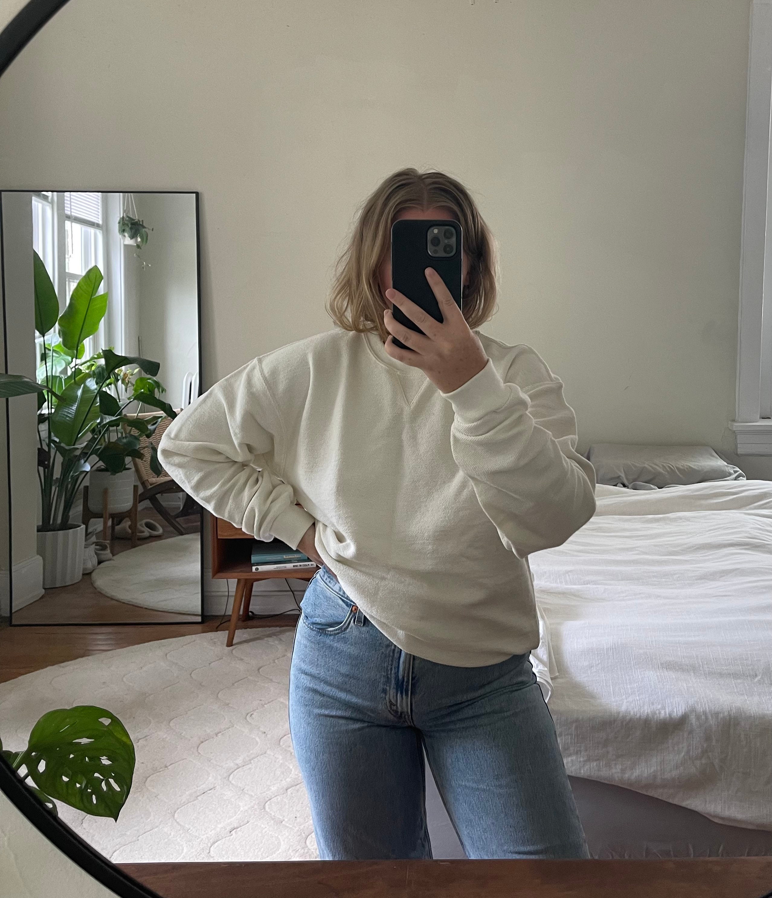Vintage Sweatshirt Cream Sweatshirt Oversized Sweatshirt 90s