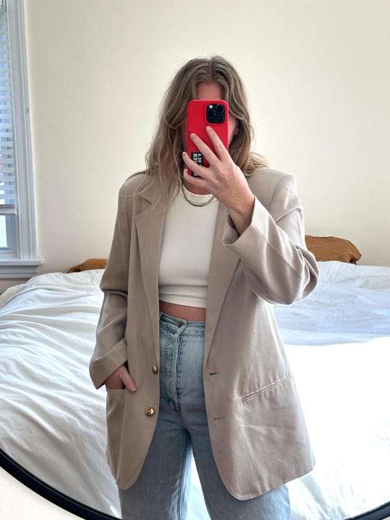 Oversized tan blazer clearance
