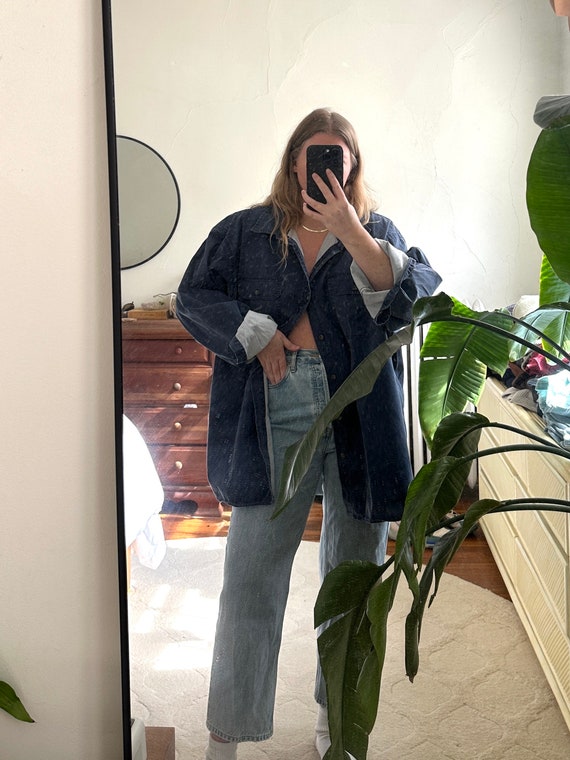 Vintage Navy Blue Button Down, oversized denim bu… - image 7