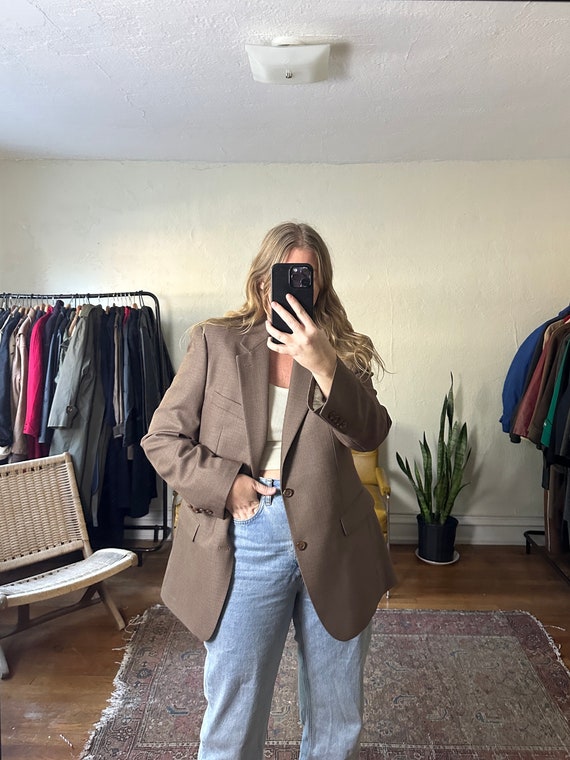 Vintage medium brown Blazer, taupe dad blazer, Ove