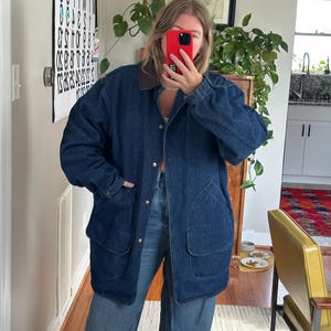 Vintage Woolrich Denim Chore Jacket: Blanket Lined, Oversized Fit