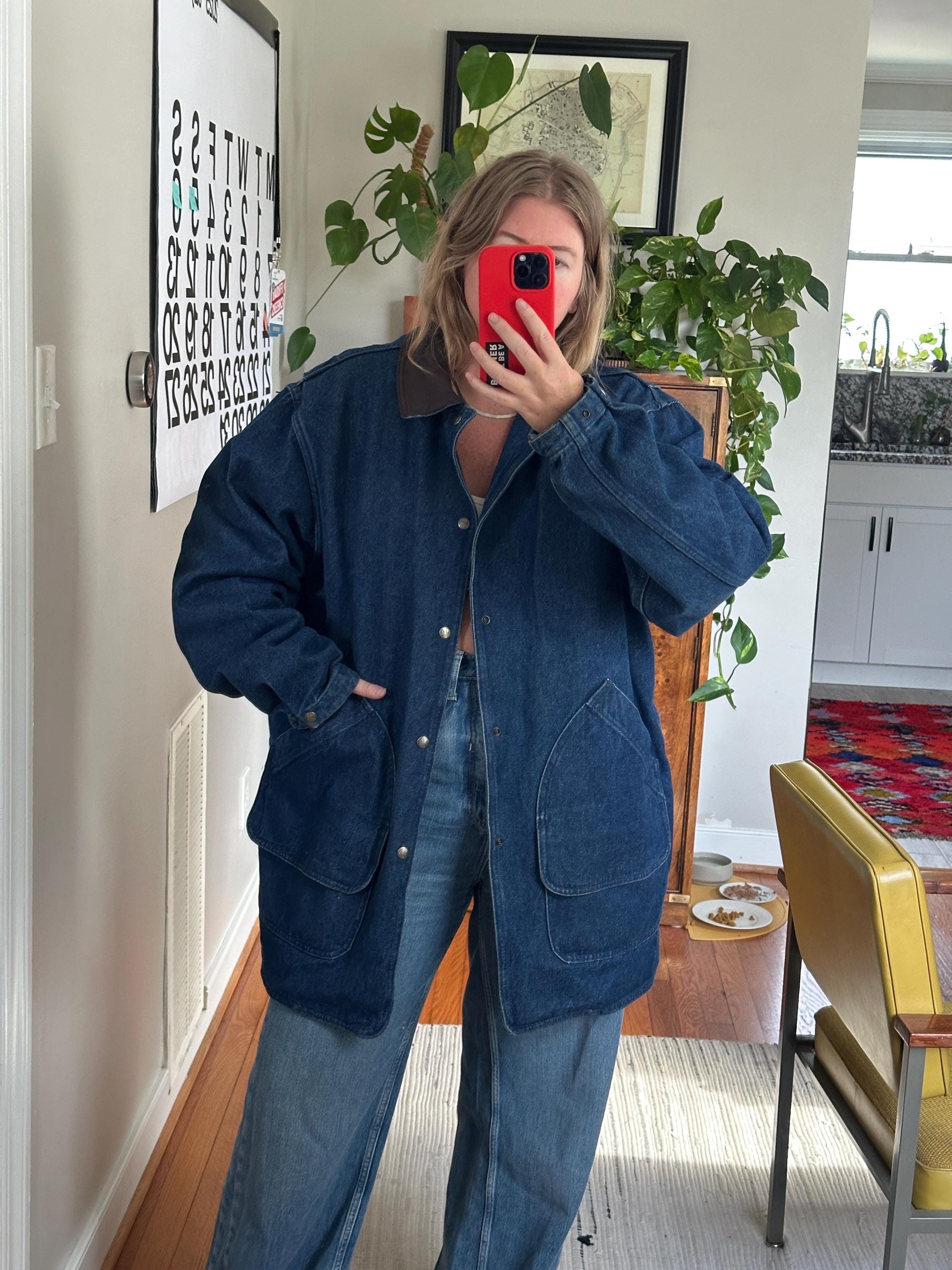 Vintage Woolrich Denim Chore Jacket: Blanket Lined, Oversized Fit