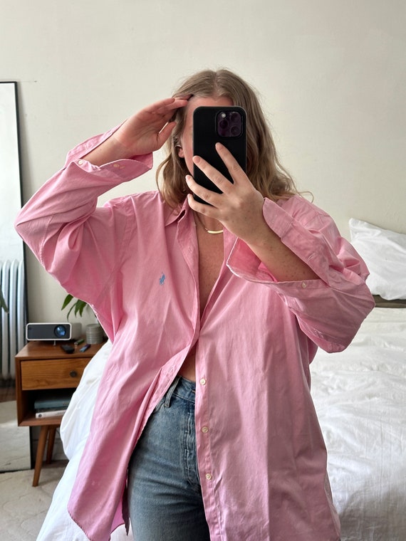 Ralph Lauren light pink button down, Oversized pin