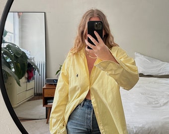 Ralph Lauren botón amarillo hacia abajo, camisa amarilla, camisa de gran tamaño, botón amarillo de gran tamaño hacia abajo, camisa de novio, Polo, Oxford
