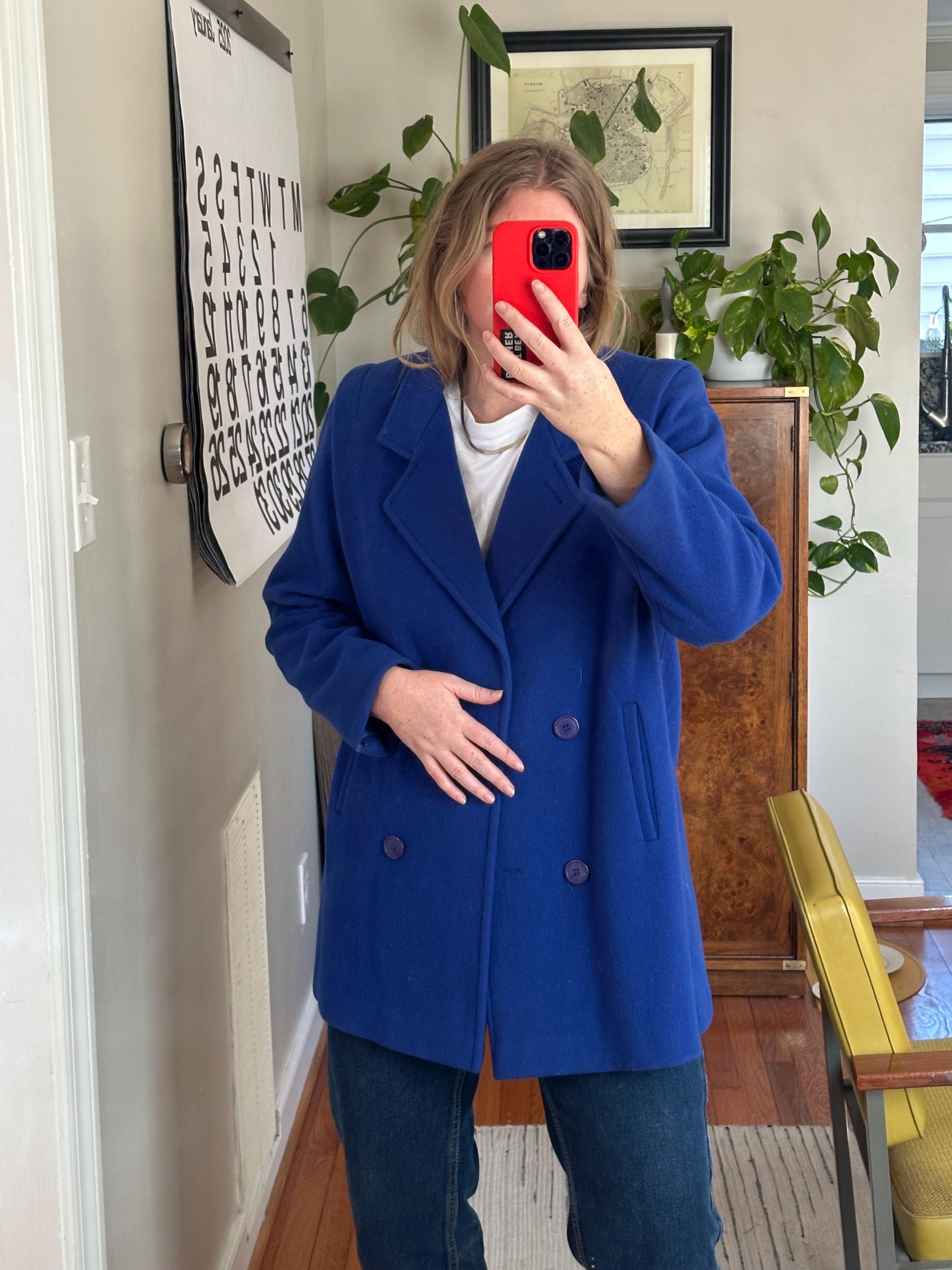 ジャケット・アウター VINTAGE BRENT WOOL DOUBLE BREASTED COAT Vintage 80s Blue Wool Coat: Double Breasted Short Jacket - Etsy