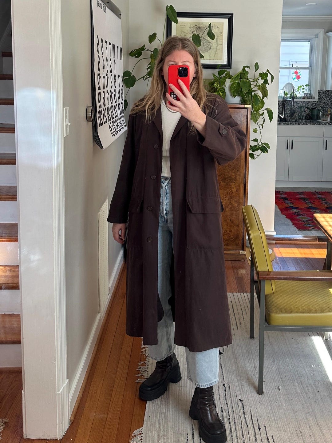 Brown Ruffle Trench Coat main image 1