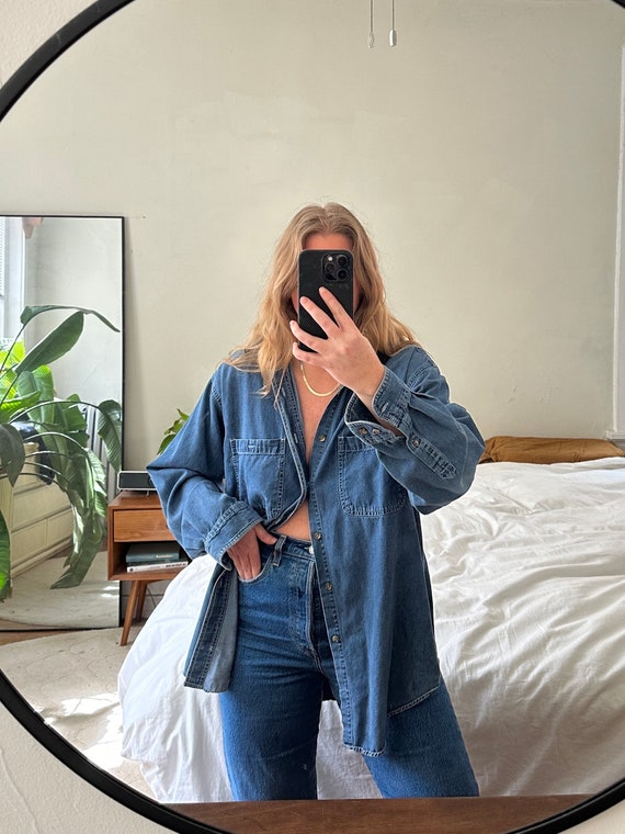 Vintage Button Down, denim shirt, oversized butto… - image 3