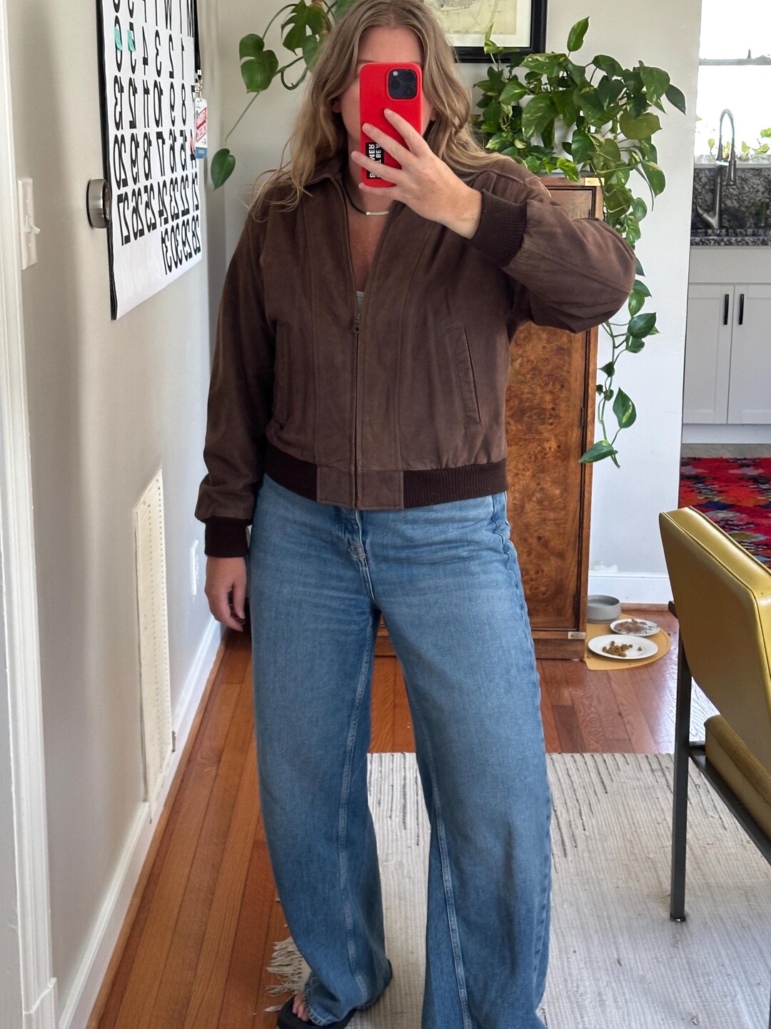 Vintage Brown Leather Bomber Jacket: 90s Oversized Fit, Preston